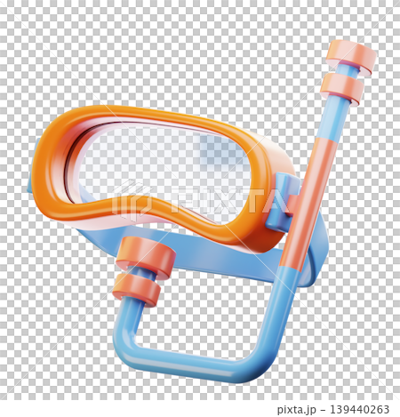 3D Icon Summer. diving goggles. Isolated on transparent background. 3D illustration. High resolution 3D Icon Summer. diving goggles. Isolated on transparent background. 3D illustration. High resolution 139440263