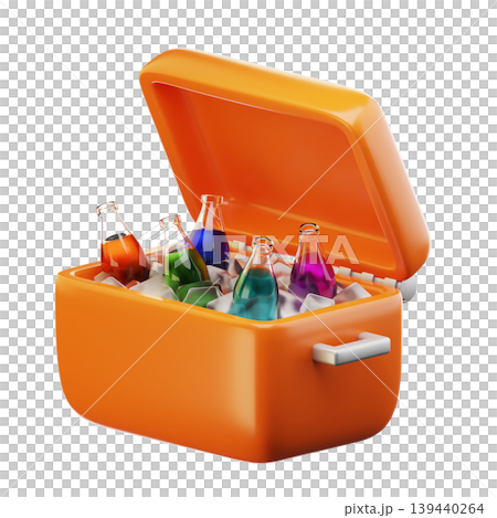 3D Icon Summer. cold drink box Isolated on transparent background. 3D illustration. High resolution 3D Icon Summer. cold drink box Isolated on transparent background. 3D illustration. High resolution 139440264