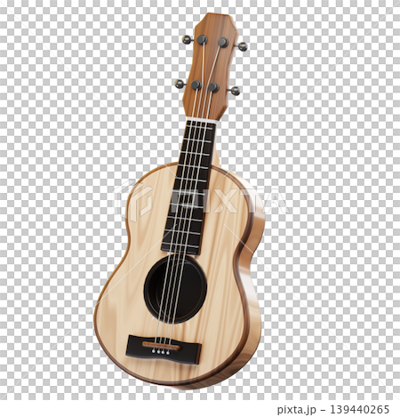 3D Icon Summer. ukulele. Isolated on transparent background. 3D illustration. High resolution 3D Icon Summer. ukulele. Isolated on transparent background. 3D illustration. High resolution 139440265
