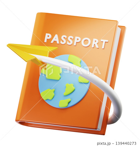 3D Icon Summer. passport. Isolated on transparent background. 3D illustration. High resolution 3D Icon Summer. passport. Isolated on transparent background. 3D illustration. High resolution 139440273