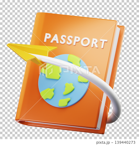 3D Icon Summer. passport. Isolated on transparent background. 3D illustration. High resolution 3D Icon Summer. passport. Isolated on transparent background. 3D illustration. High resolution 139440273