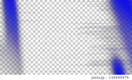 Futuristic blue light leak with tech geometric white lines. Transparent PNG overlay ideal for scifi HUD interfaces, cyber designs and digital edits. 139440974