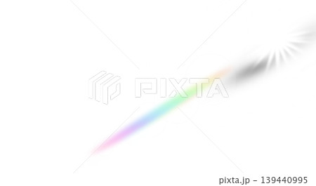 Intensive spectral lens flare with a long vibrant color streak on a transparent background, creating a realistic rainbow light effect for video overlays. Intensive spectral lens flare with a long vibrant color streak on a transparent background, creating a realistic rainbow light effect for video overlays. 139440995