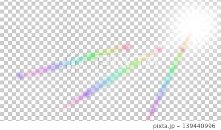 A set of soft, diffused spectral lens flares with multiple blurred color streaks, creating a dreamy rainbow light effect on a transparent background for video. A set of soft, diffused spectral lens flares with multiple blurred color streaks, creating a dreamy rainbow light effect on a transparent background for video. 139440996