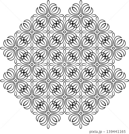 Complex geometry symmetry ornament. Black square mandala. Isolate monochrome ethnic decor Complex geometry symmetry ornament. Black square mandala. Isolate monochrome ethnic decor 139441165