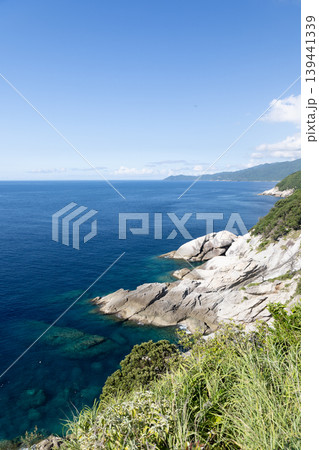 岩礁と青い海が美しい屋久島の風景 139441339
