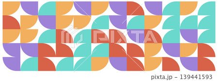Geometric abstract seamless pattern with rounded shapes in orange, purple, red and turquoise colors for backgrounds and prints Geometric abstract seamless pattern with rounded shapes in orange, purple, red and turquoise colors for backgrounds and prints 139441593