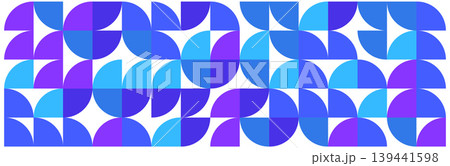Geometric seamless pattern of semi-circles in blue and purple tones on white background, abstract modern background Geometric seamless pattern of semi-circles in blue and purple tones on white background, abstract modern background 139441598