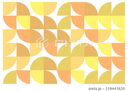 Geometric abstract pattern with rounded yellow, orange and beige shapes on white background for modern design and decoration Geometric abstract pattern with rounded yellow, orange and beige shapes on white background for modern design and decoration 139441620