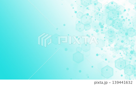 Abstract turquoise hexagonal background with gradient effect and geometric pattern. Futuristic digital design with copy space 139441632