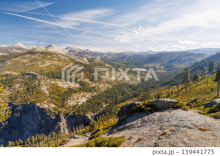 Scenic summer landscape in Yosemite National Park with mountains, forest, and sky Scenic summer landscape in Yosemite National Park with mountains, forest, and sky 139441775
