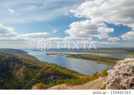 Volga River view from hills in central Russia Volga River view from hills in central Russia 139442163