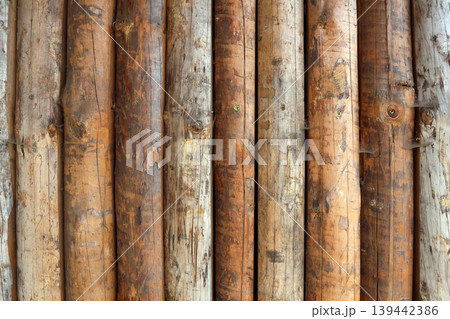 Rustic Wooden Log Wall Texture for Natural Design and Construction Projects 139442386