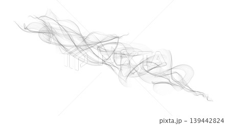 Abstract black smoke wave on white background, isolated digital design element for creative projects and backgrounds. 139442824