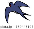 飛んでいるツバメ。鳥のイラスト。アイソメトリック図。 139443195