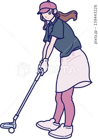 ゴルフをする女性のイラスト パター ゴルフをする女性のイラスト パター 139443226
