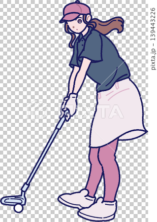 ゴルフをする女性のイラスト パター ゴルフをする女性のイラスト パター 139443226