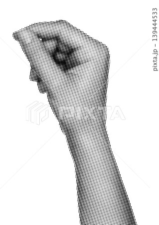 Hand gesture like holding a card, isolated on transparent background with vintage newspaper print texture. Concept of business, digital identity, technology and communication 139444533