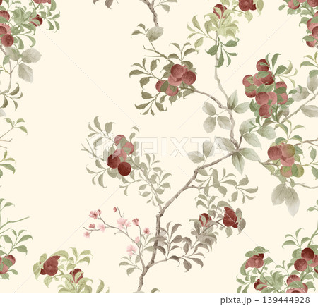 Collection of cute whimsical animal themed seamless patterns with sweet desserts 139444928