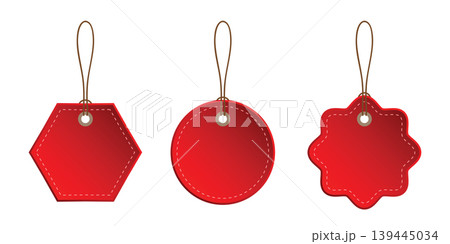 set of red blank paper tag labels isolated vector illustration 139445034