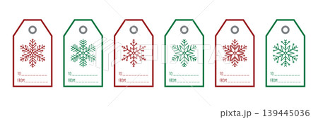 christmas paper tag set label with snowflake motifs vector illustration 139445036
