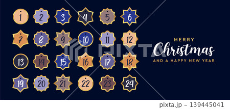 colorful advent calendar 24 christmas labels vector illustration colorful advent calendar 24 christmas labels vector illustration 139445041