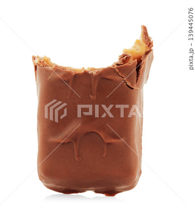Bitten chocolate bar isolated on transparent background with full focus. Sweet dessert snack concept showing bite mark, ideal for food advertising, packaging, and commercial design Bitten chocolate bar isolated on transparent background with full focus. Sweet dessert snack concept showing bite mark, ideal for food advertising, packaging, and commercial design 139445076
