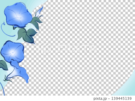 藍色日式牽牛花相框(A尺寸橫版)向量圖 | 透明背景,夏季花卉相框素材,可用於印刷 藍色日式牽牛花相框(A尺寸橫版)向量圖 | 透明背景,夏季花卉相框素材,可用於印刷 139445139