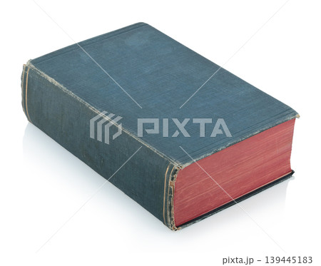 Old antique closed book with textured leather cover, isolated on transparent background. Vintage historical object perfect for education, religion, or literature concepts 139445183