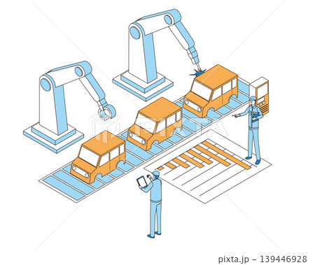自動車製造ラインのイメージイラスト 自動車製造ラインのイメージイラスト 139446928