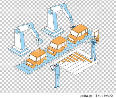 自動車製造ラインのイメージイラスト 自動車製造ラインのイメージイラスト 139446928