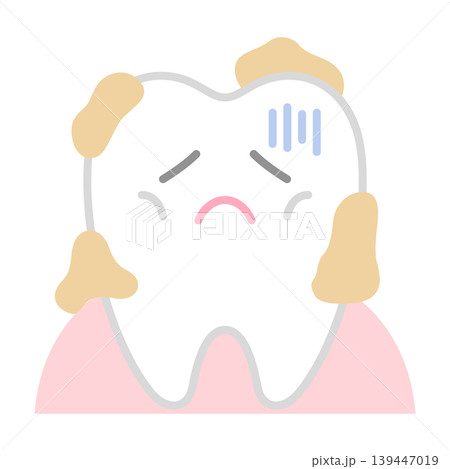 汚れて元気がない歯のキャラクター 139447019