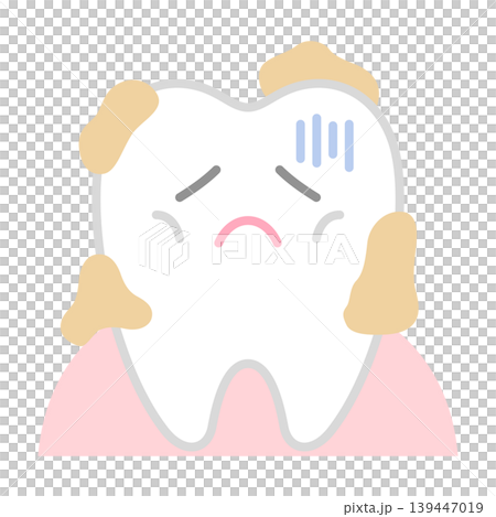 汚れて元気がない歯のキャラクター 139447019