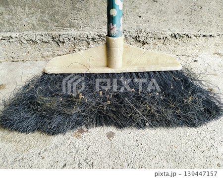 Detail of a dirty old broom Detail of a dirty old broom 139447157