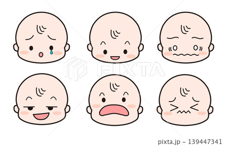 赤ちゃんの喜怒哀楽表情カラーイラストセット3 赤ちゃんの喜怒哀楽表情カラーイラストセット3 139447341