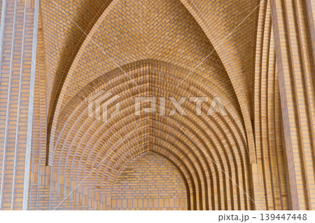Geometric brick vaults inside Grundtvigs Church in Copenhagen Denmark. Geometric brick vaults inside Grundtvigs Church in Copenhagen Denmark. 139447448