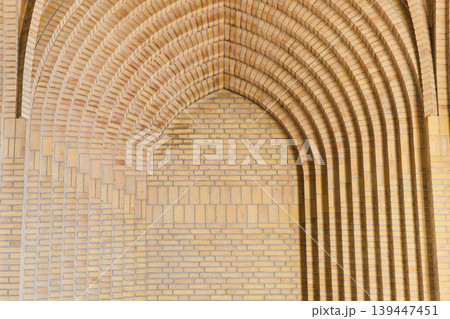 Geometric brick vaults inside Grundtvigs Church in Copenhagen Denmark. Geometric brick vaults inside Grundtvigs Church in Copenhagen Denmark. 139447451