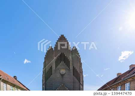 Grundtvig Church facade in Copenhagen Denmark Grundtvig Church facade in Copenhagen Denmark 139447470