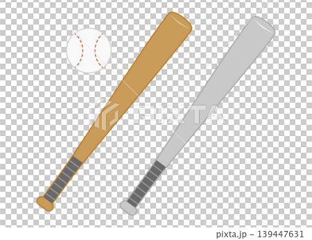 木製バットと金属バットのイラスト 139447631