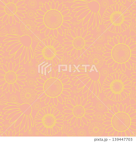 Seamless Yellow Floral Pattern with Retro Style 139447703
