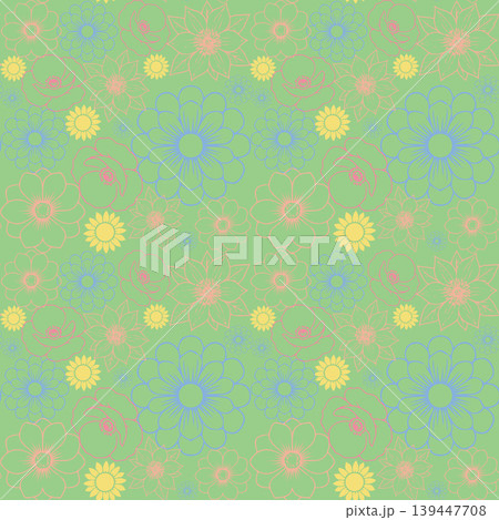 Seamless Colorful Floral Pattern in Pastel Tones 139447708