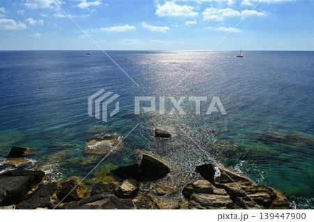 Popular travel destination Rhodes island, Greece, beautiful coastline and summer tourism concept. Popular travel destination Rhodes island, Greece, beautiful coastline and summer tourism concept. 139447900