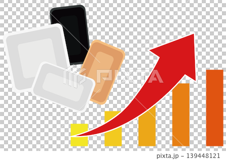 Infographic illustration showing price increases and price hikes for food trays. Infographic illustration showing price increases and price hikes for food trays. 139448121