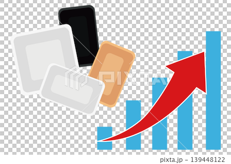 Infographic illustration showing price increases and price hikes for food trays. Infographic illustration showing price increases and price hikes for food trays. 139448122