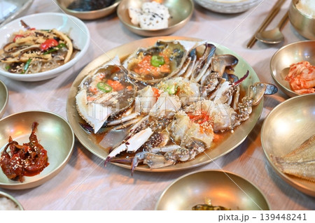 Traditional Korean Soy Sauce Marinated Raw Crab Ganjang Gejang Traditional Korean Soy Sauce Marinated Raw Crab Ganjang Gejang 139448241