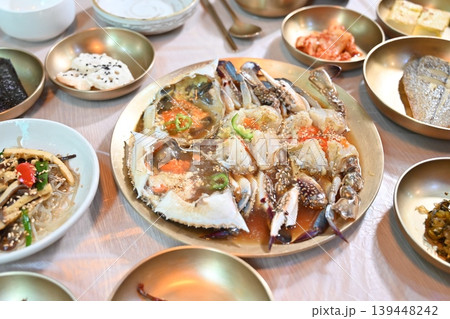 Traditional Korean Soy Sauce Marinated Raw Crab Ganjang Gejang Traditional Korean Soy Sauce Marinated Raw Crab Ganjang Gejang 139448242