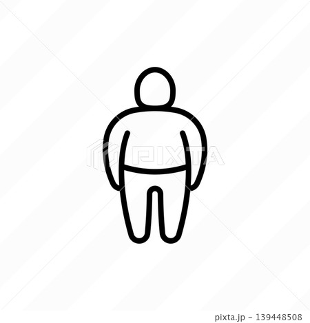 Obesity thin line icon. Overweight, unhealthy body, dieting. Chubby man. Vector illustration. Obesity thin line icon. Overweight, unhealthy body, dieting. Chubby man. Vector illustration. 139448508