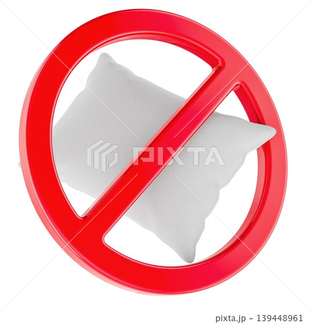 Pillow with prohibition sign, 3d rendering Pillow with prohibition sign, 3d rendering 139448961