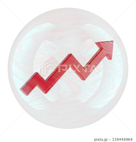 Soap bubble with rising red arrow for market growth, 3D rendering 139448964