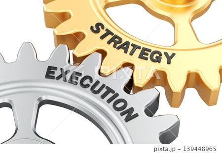 Strategy and Execution concept with interlocking cogwheels, 3d rendering Strategy and Execution concept with interlocking cogwheels, 3d rendering 139448965